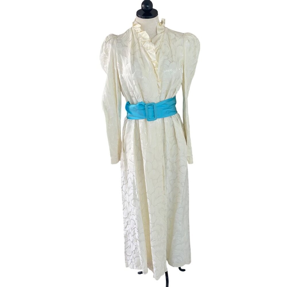 Lucie Ann Beverly Hills Vintage Womens Dressing Robe Size Medium Cream Pockets